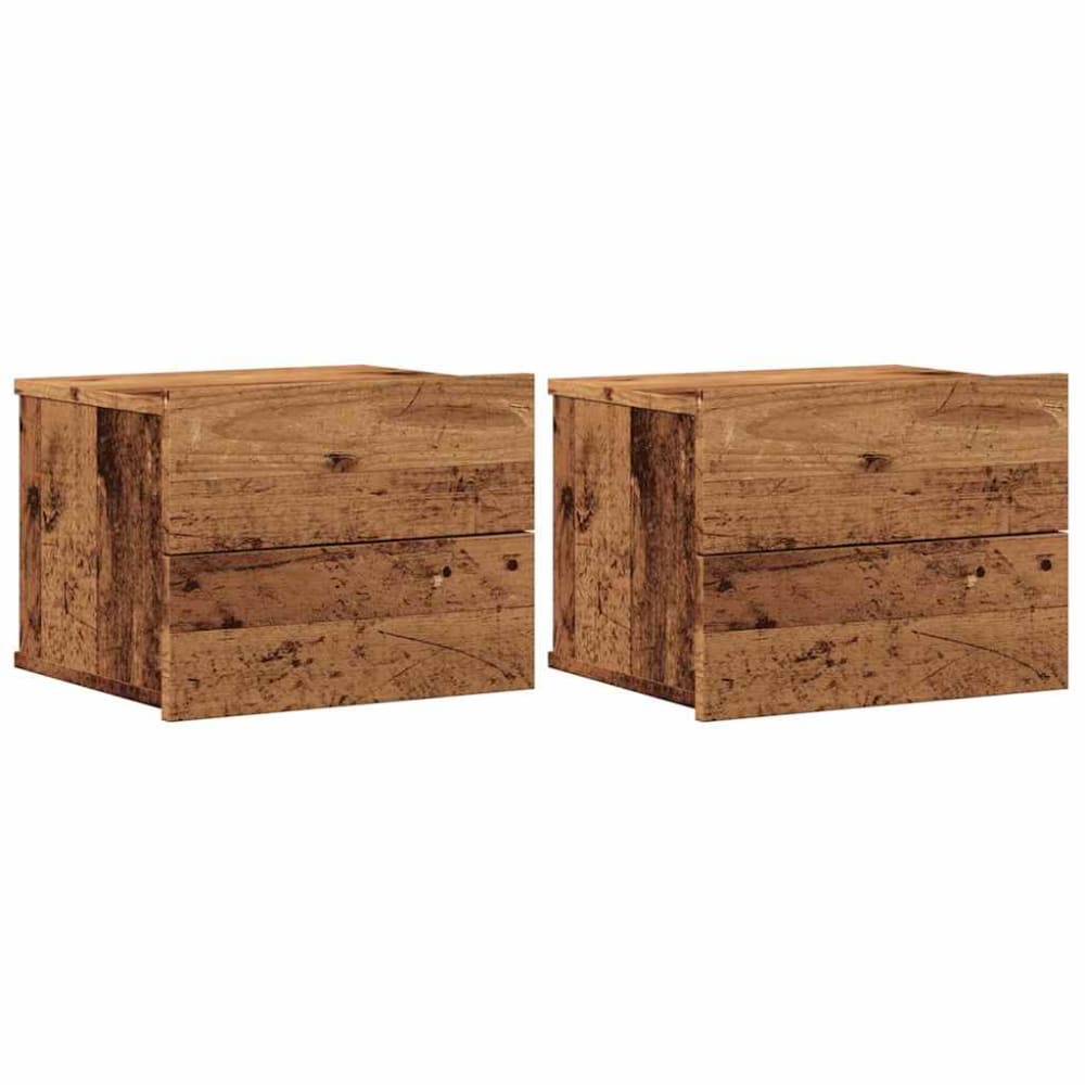 Lot de 2 tables de chevet en bois argile marron 40 x 32 x 30 cm