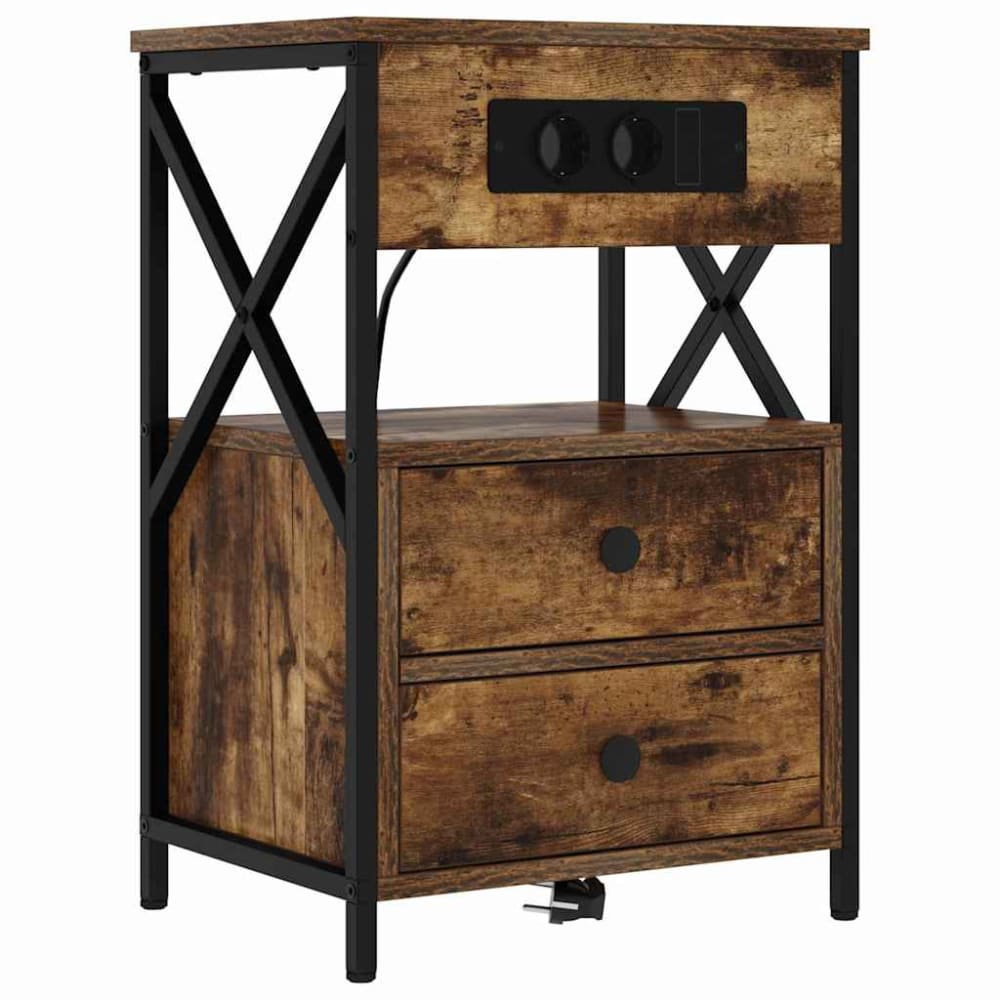 Tables de chevet en bois ambre marron 40 x 31 x 60 cm