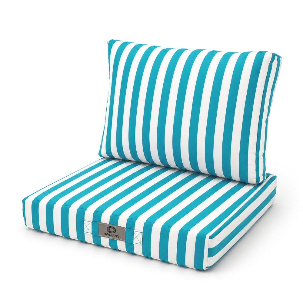 Coussins jardin 50x60 rayure turquoise - premium 270g Coussins jardin 50x60 rayure turquoise - premium 270g