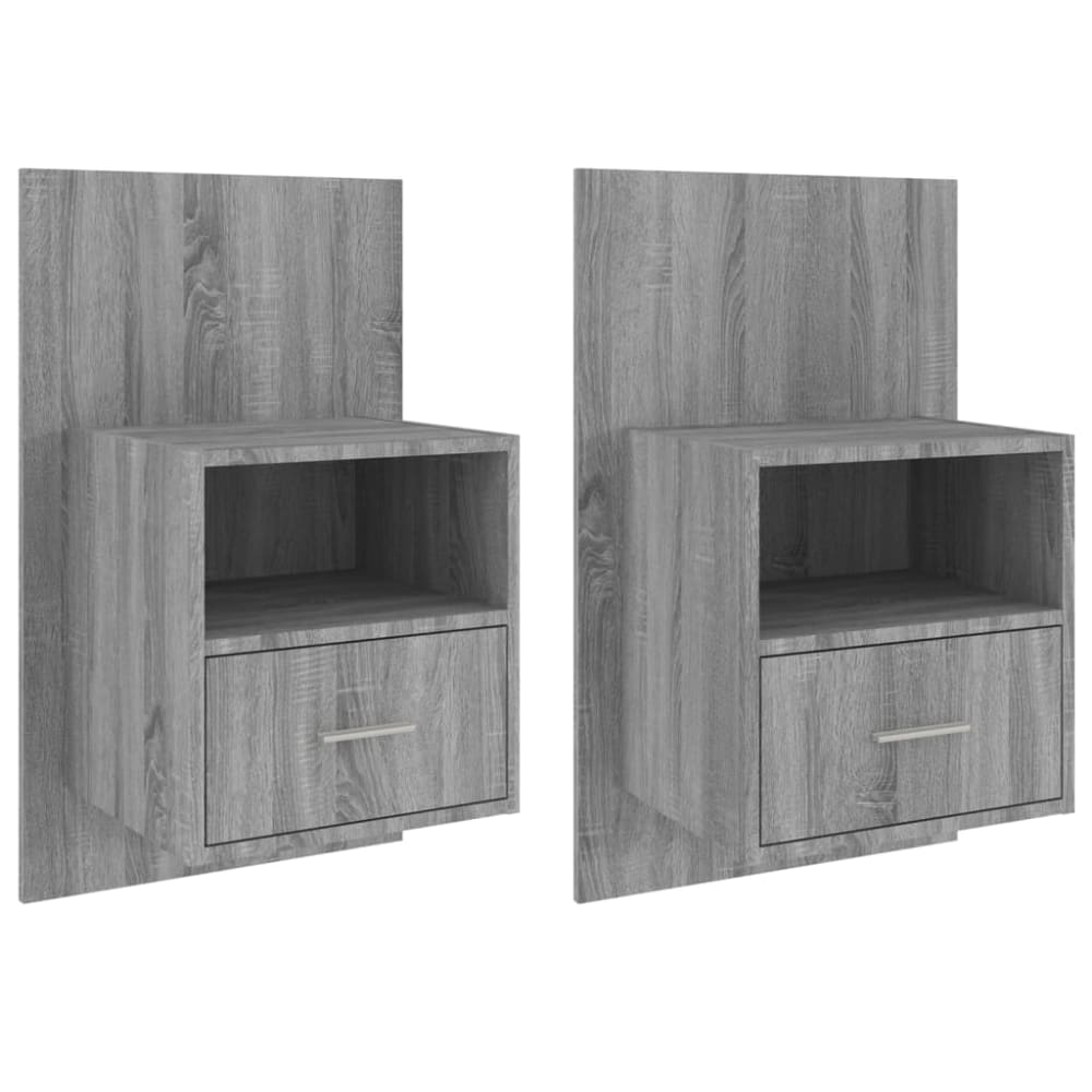 Lot de 2 tables de chevet en bois gris 48,5 x 32,5 x 80 cm