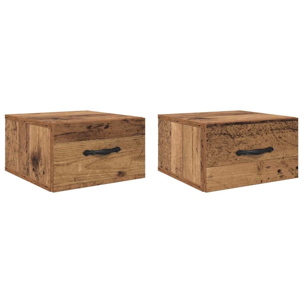 Lot de 2 tables de chevet en bois argile marron 35 x 35 x 20 cm