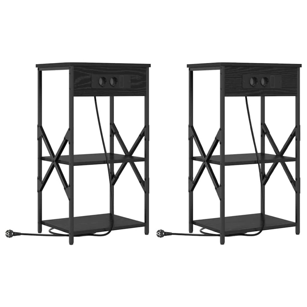 Lot de 2 tables de chevet acier noir 41 x 31 x 76 cm
