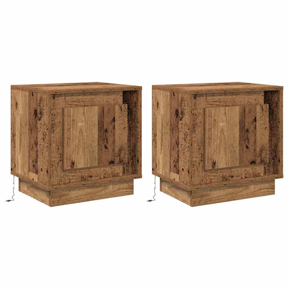 Lot de 2 tables de chevet en bois ambre marron 44 x 34,5 x 45 cm