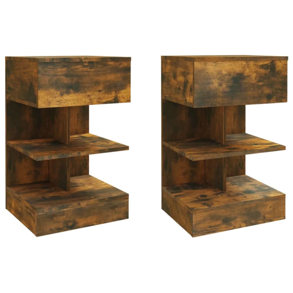 Lot de 2 tables de chevet en bois pacane marron 40 x 35 x 65 cm