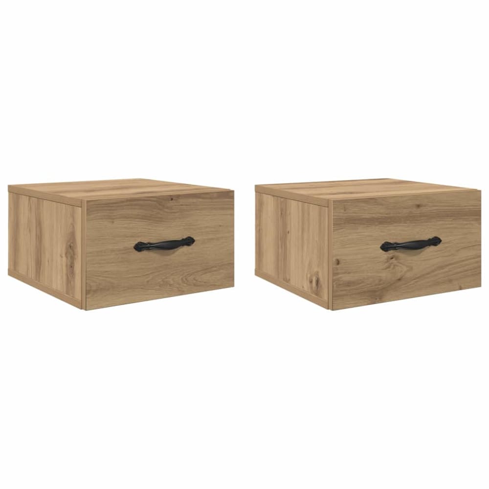 Lot de 2 tables de chevet en bois tabac marron 35 x 35 x 20 cm