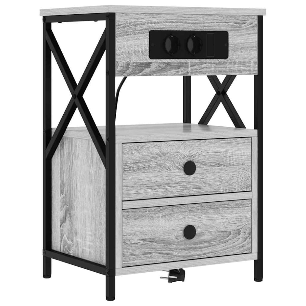 Tables de chevet en bois gris 40 x 31 x 60 cm