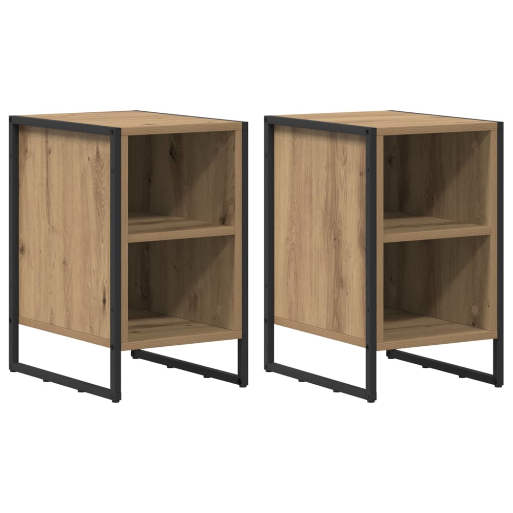 Lot de 2 tables de chevet en bois ambre marron 39,5 x 30 x 50 cm