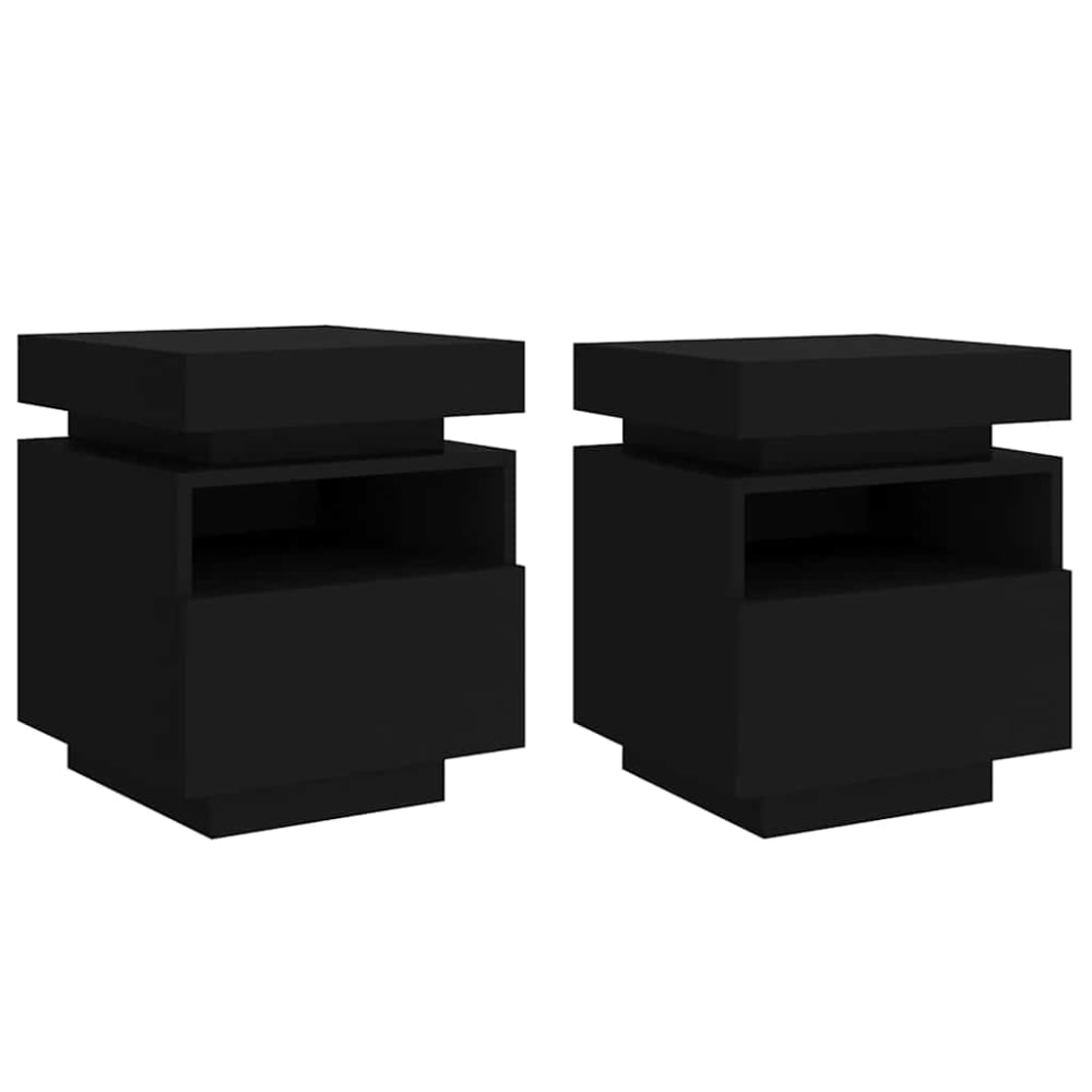 Lot de 2 tables de chevet en bois noir 40 x 39 x 48,5 cm