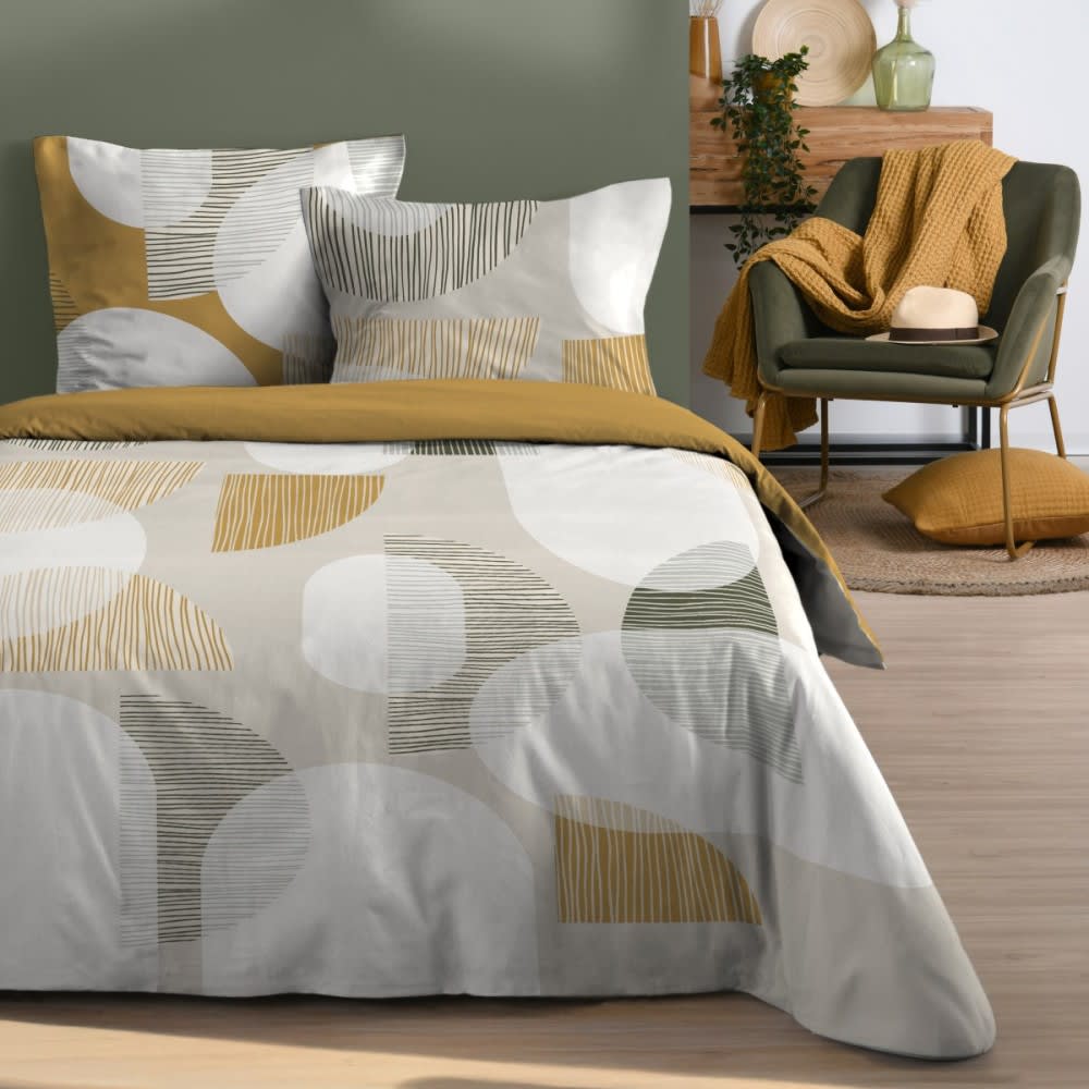 Parure de couette 100% coton 57 fils imprimée 260x240cm 2 taies
