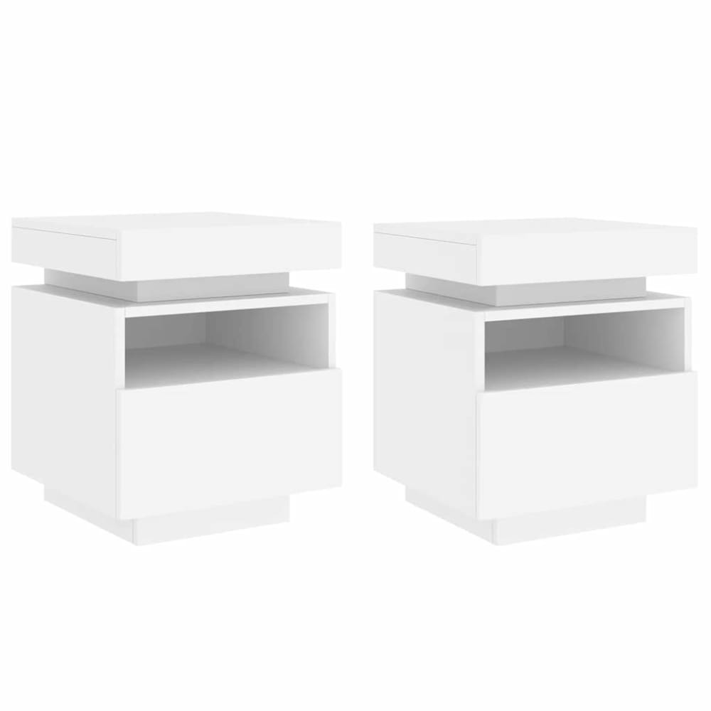Lot de 2 tables de chevet en bois blanc 40 x 39 x 48,5 cm