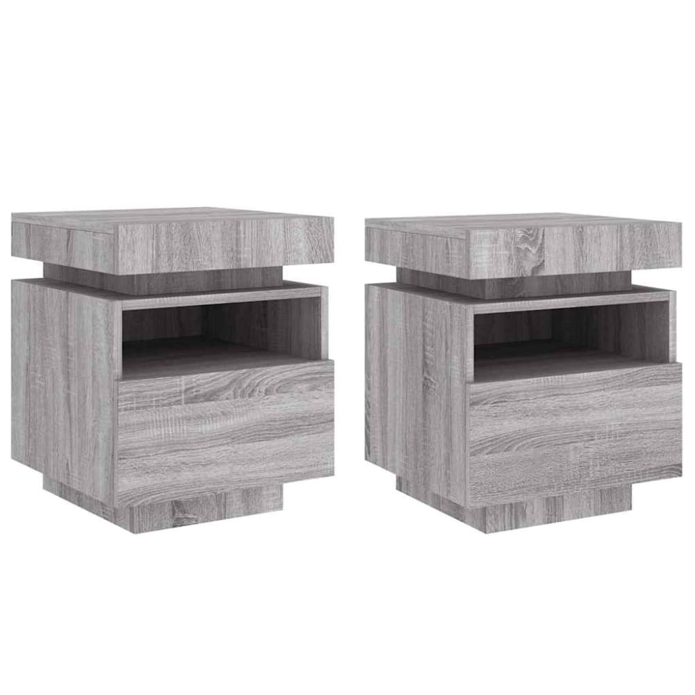 Lot de 2 tables de chevet en bois gris 40 x 39 x 48,5 cm