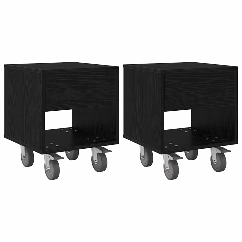 Lot de 2 tables de chevet en bois noir 40,5 x 40 x 48 cm