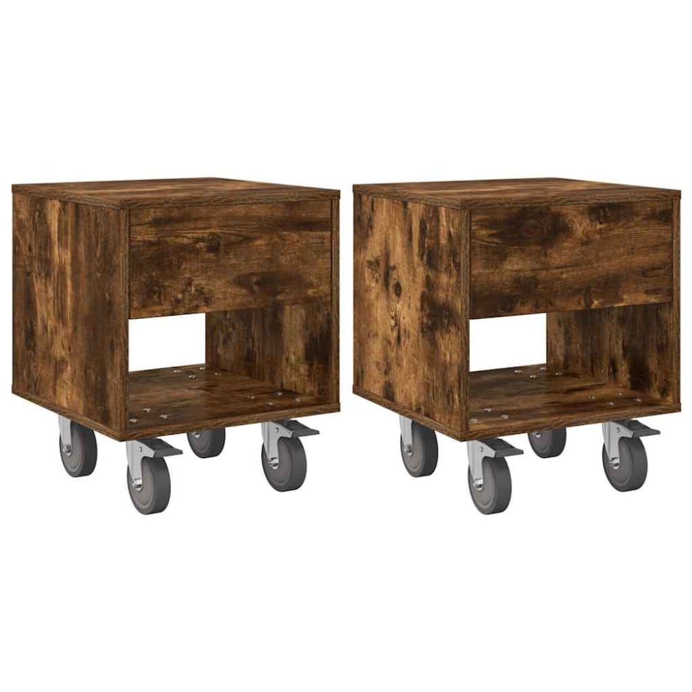 Lot de 2 tables de chevet en bois ambre marron 40,5 x 40 x 48 cm