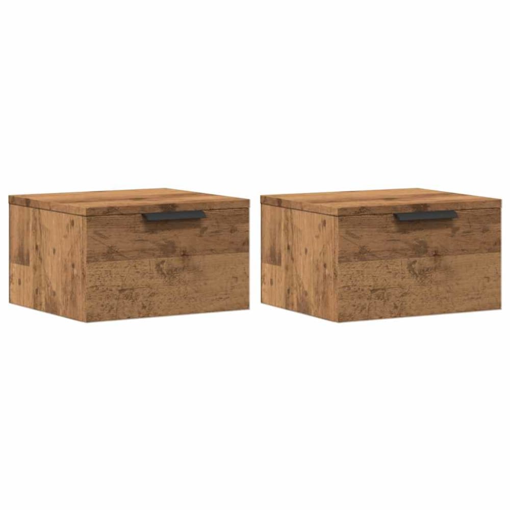 Lot de 2 tables de chevet en bois acajou marron 34 x 30 x 20 cm