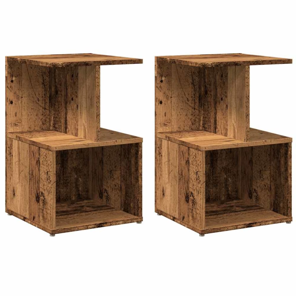 Lot de 2 tables de chevet en bois argile marron 35 x 35 x 55 cm