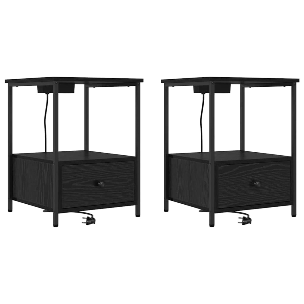 Lot de 2 tables de chevet acier noir 42 x 41 x 56 cm