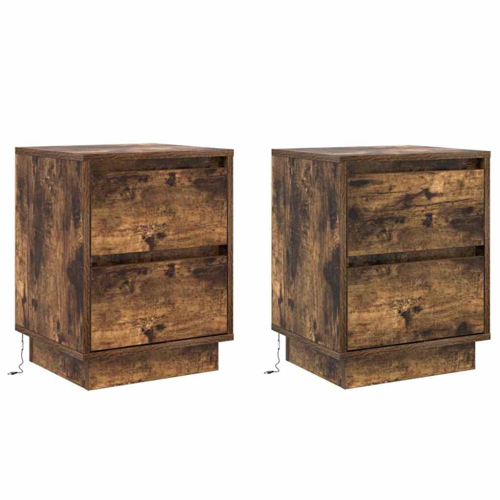Lot de 2 tables de chevet en bois ambre marron 39 x 34,5 x 50 cm