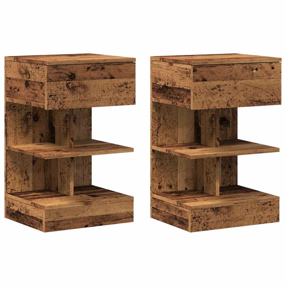 Lot de 2 tables de chevet en bois argile marron 40 x 35 x 65 cm