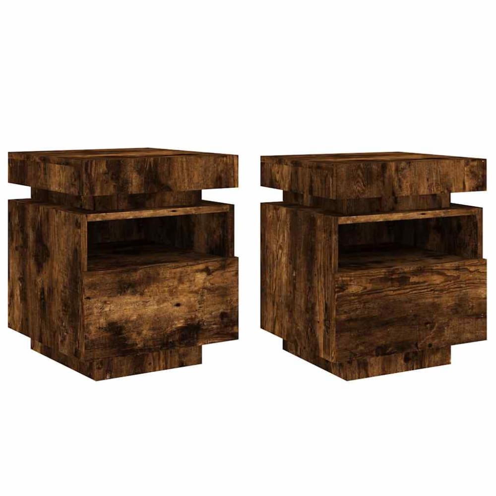 Lot de 2 tables de chevet en bois pacane marron 40 x 39 x 48,5 cm