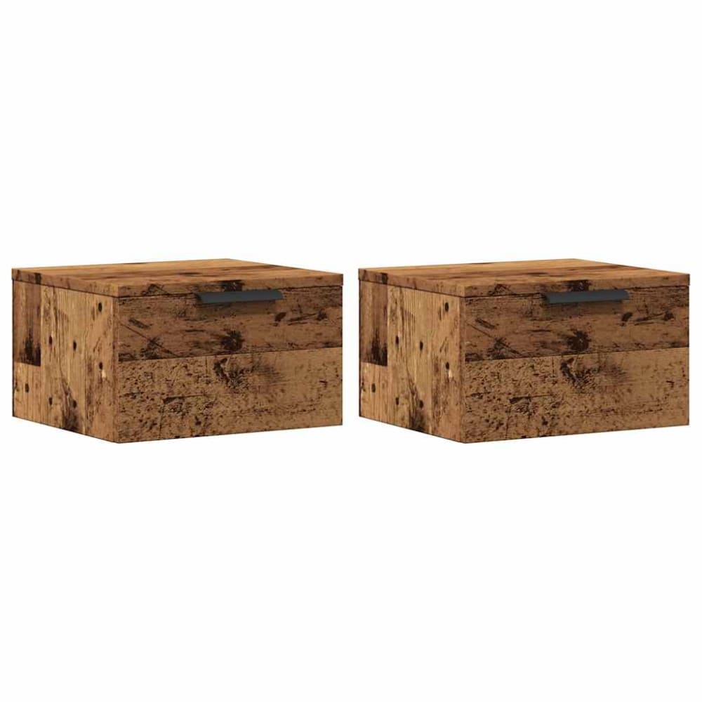 Lot de 2 tables de chevet en bois argile marron 34 x 30 x 20 cm
