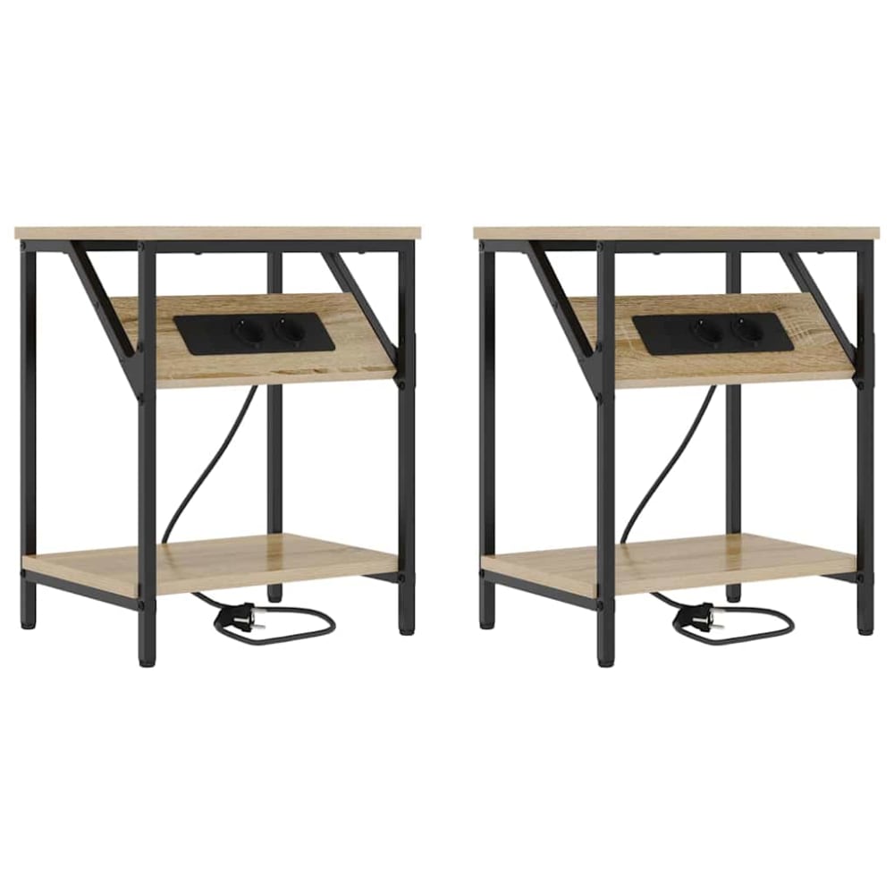 Lot de 2 tables de chevet en bois ambre marron 38 x 30 x 48 cm