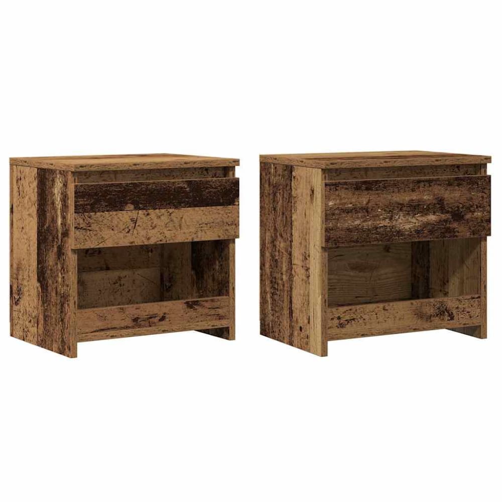 Lot de 2 tables de chevet en bois argile marron 40 x 30 x 39 cm