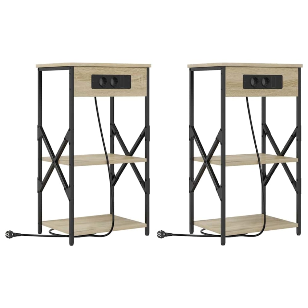Tables de chevet bois transformé ambre marron  41 x 31 x 76 cm
