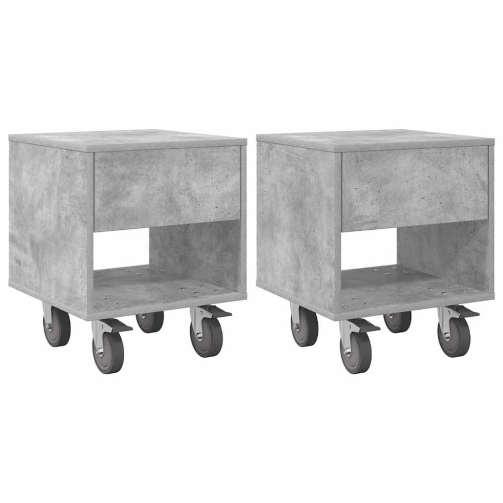 Lot de 2 tables de chevet en bois gris 40,5 x 40 x 48 cm