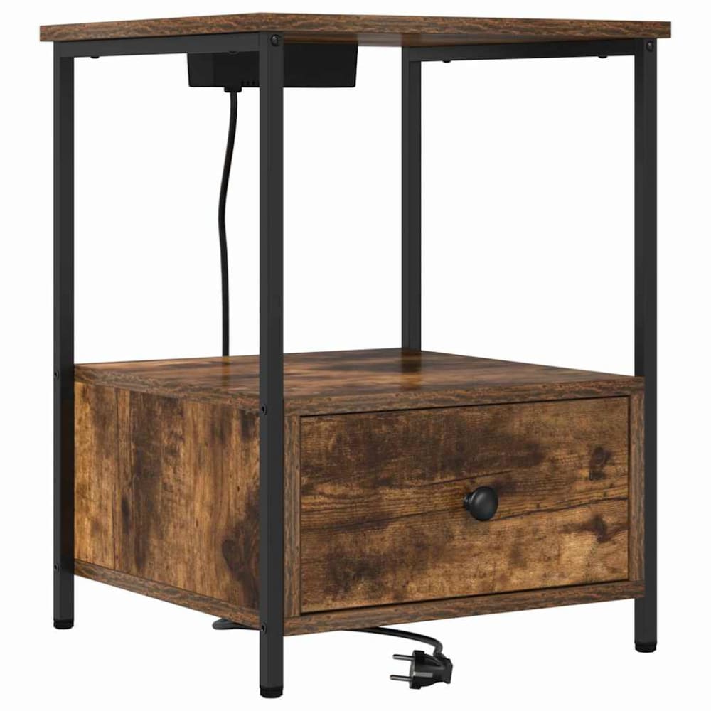 Tables de chevet acier ambre marron 42 x 41 x 56 cm