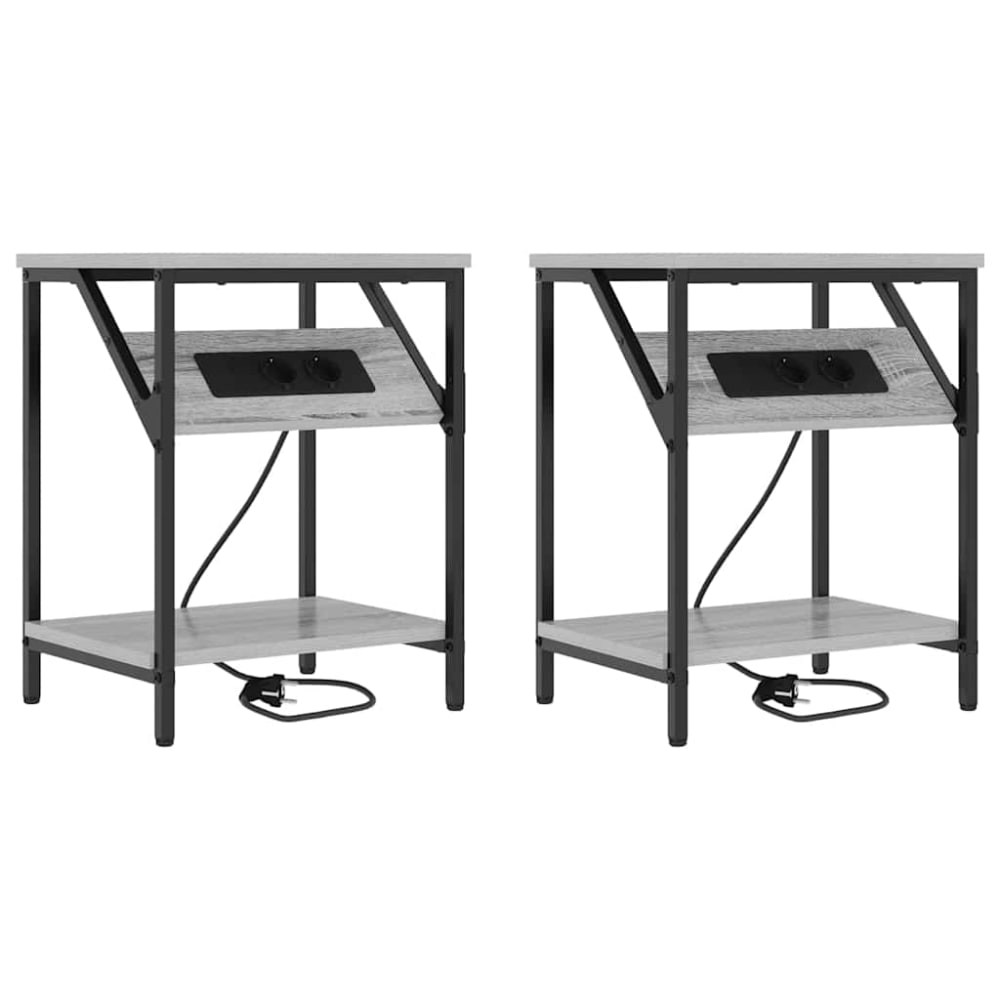 Lot de 2 tables de chevet en bois gris 38 x 30 x 48 cm