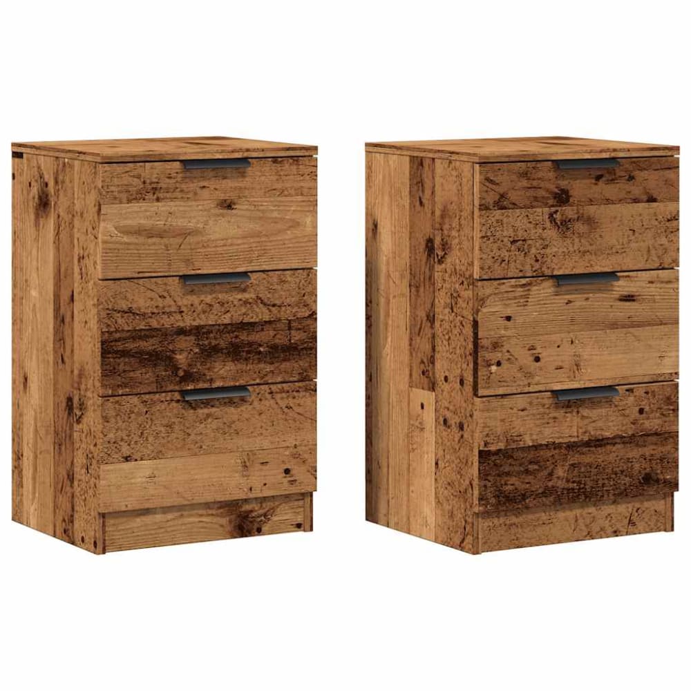 Lot de 2 tables de chevet en bois argile marron 40 x 36 x 65 cm