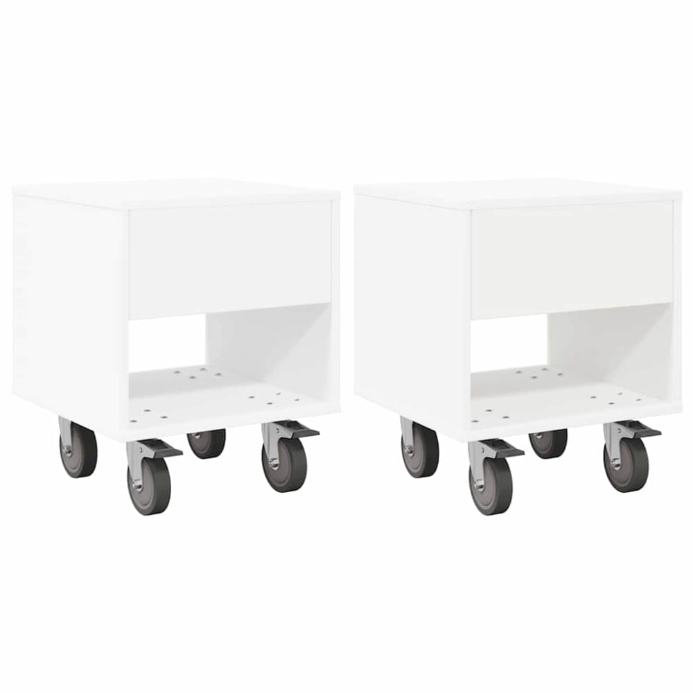 Lot de 2 tables de chevet en bois blanc 40,5 x 40 x 48 cm