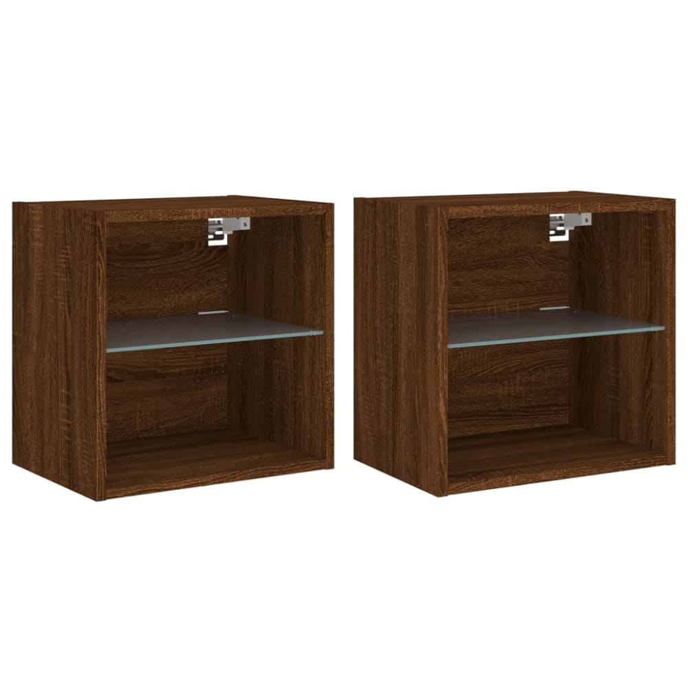 Lot de 2 tables de chevet en bois ambre marron 40 x 28,5 x 40 cm