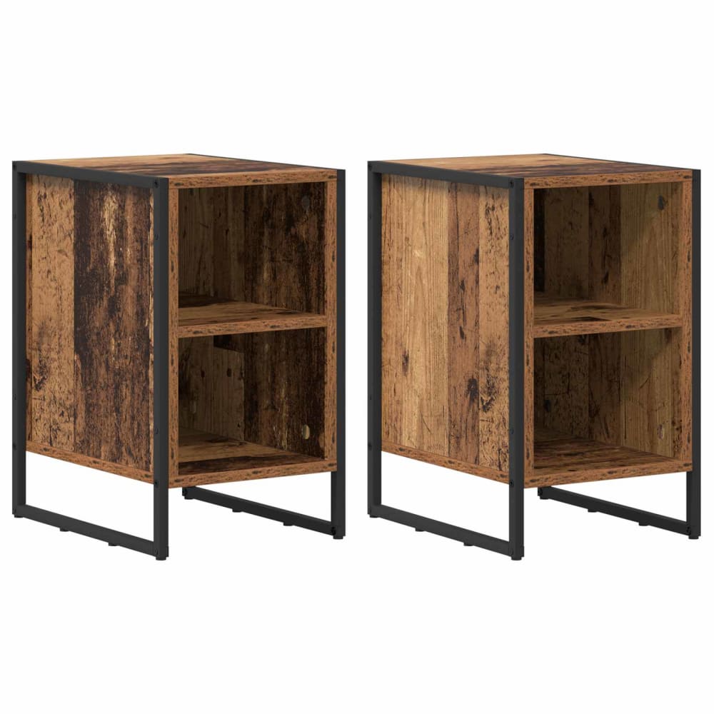 Lot de 2 tables de chevet en bois argile marron 39,5 x 30 x 50 cm