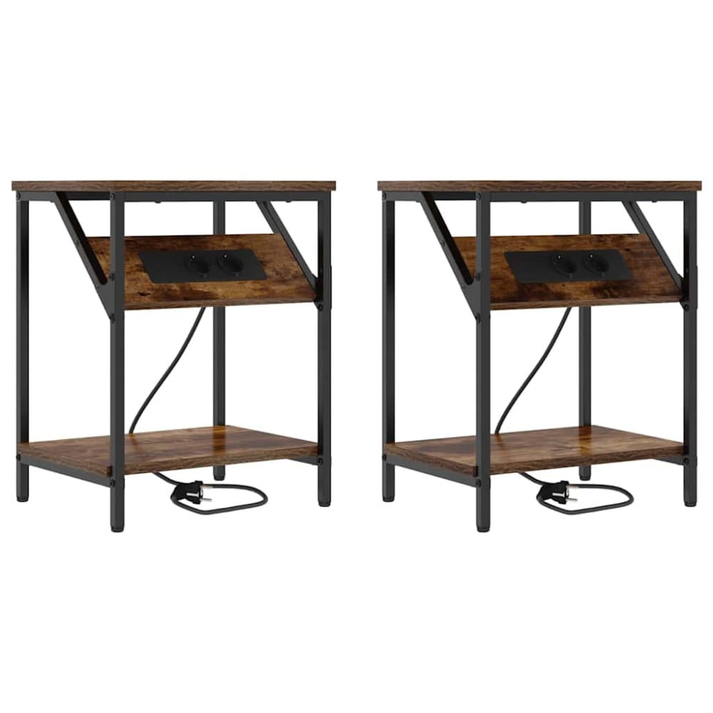 Lot de 2 tables de chevet en bois ambre marron 38 x 30 x 48 cm