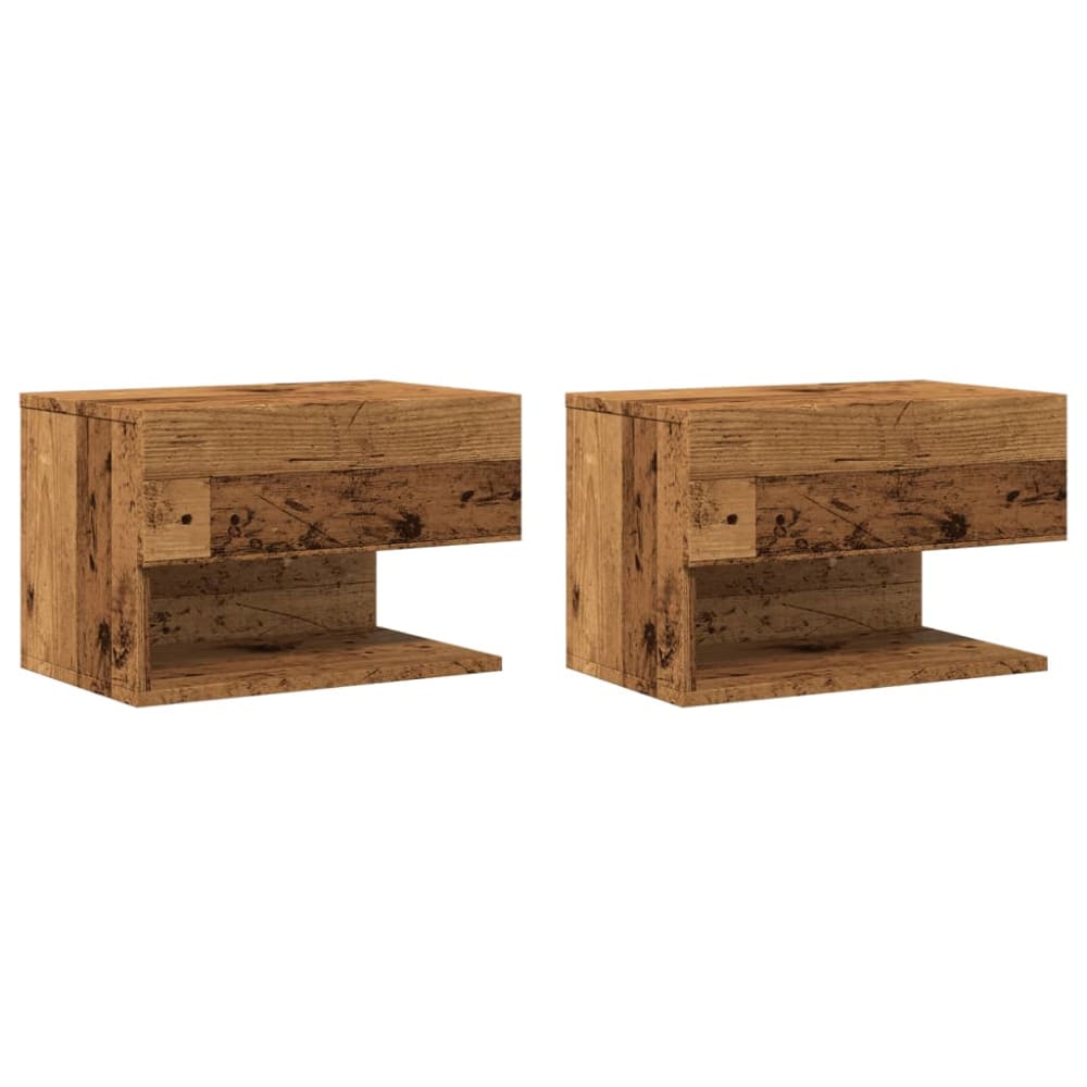 Lot de 2 tables de chevet en bois argile marron 46 x 29,5 x 30 cm