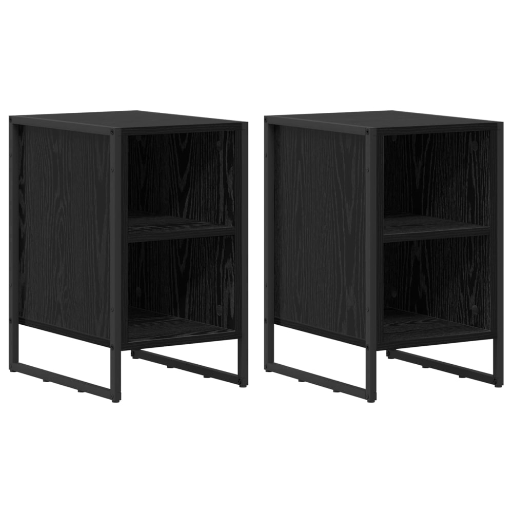Lot de 2 tables de chevet en bois noir 39,5 x 30 x 50 cm