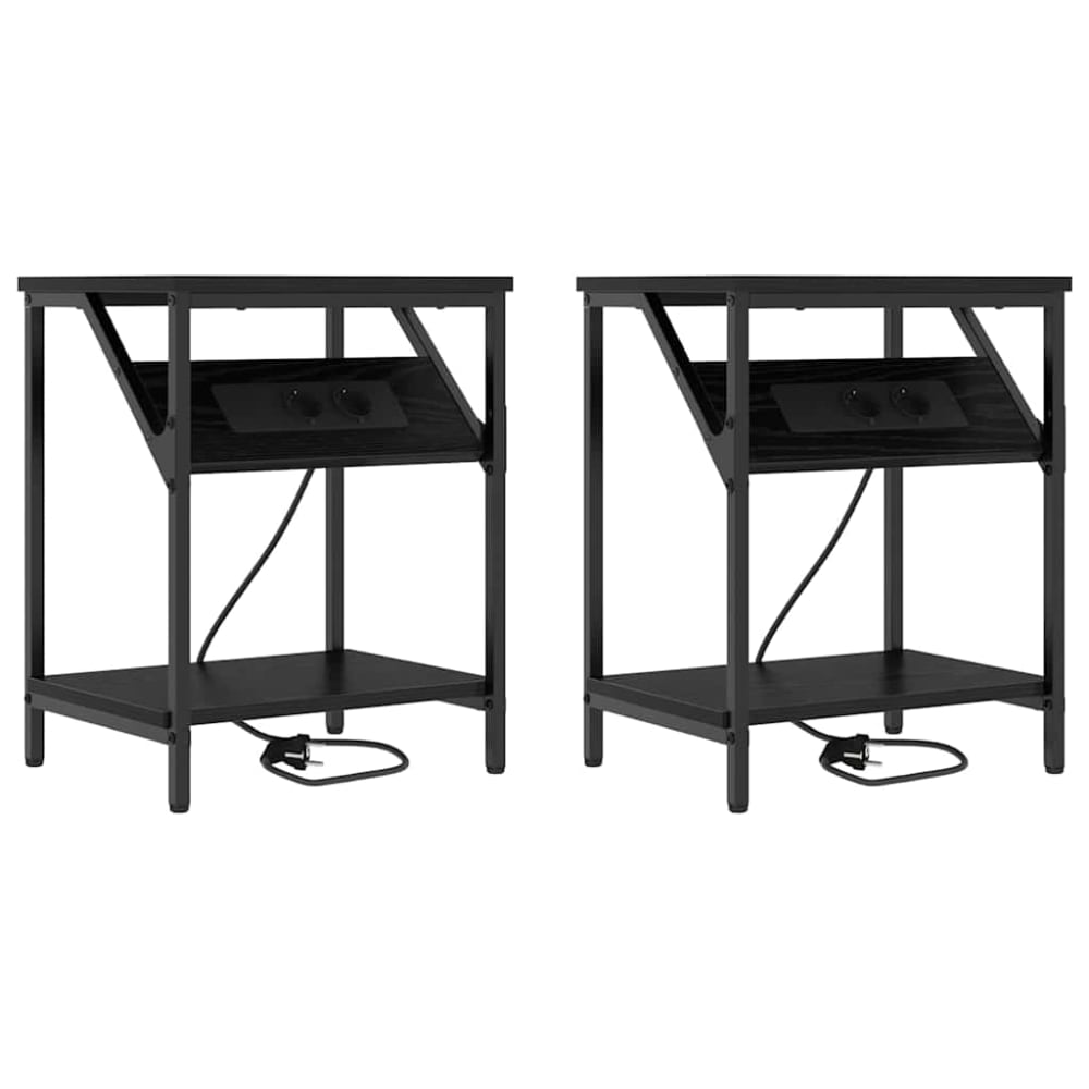 Lot de 2 tables de chevet en bois noir 38 x 30 x 48 cm