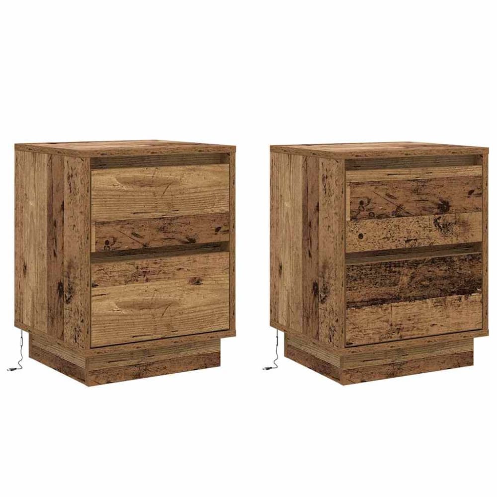 Lot de 2 tables de chevet en bois ambre marron 39 x 34,5 x 50 cm