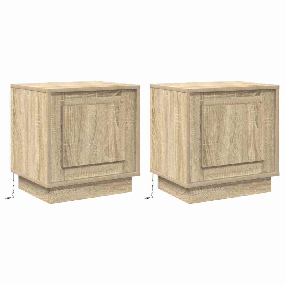 Lot de 2 tables de chevet en bois beige 44 x 34,5 x 45 cm