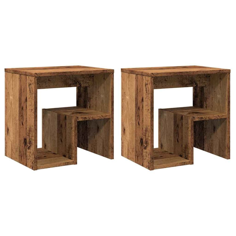 Lot de 2 tables de chevet en bois argile marron 40 x 30 x 40 cm