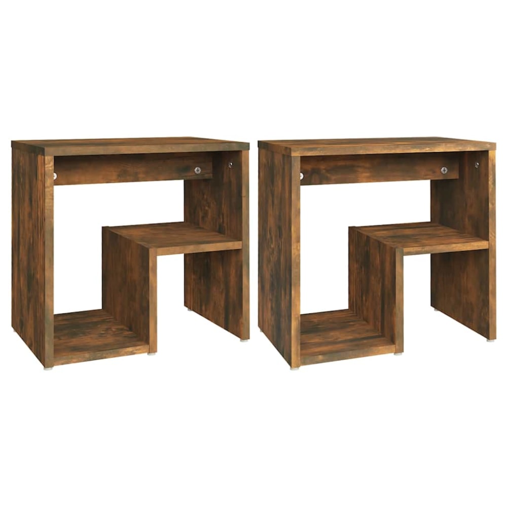 Lot de 2 tables de chevet en bois pacane marron 40 x 30 x 40 cm