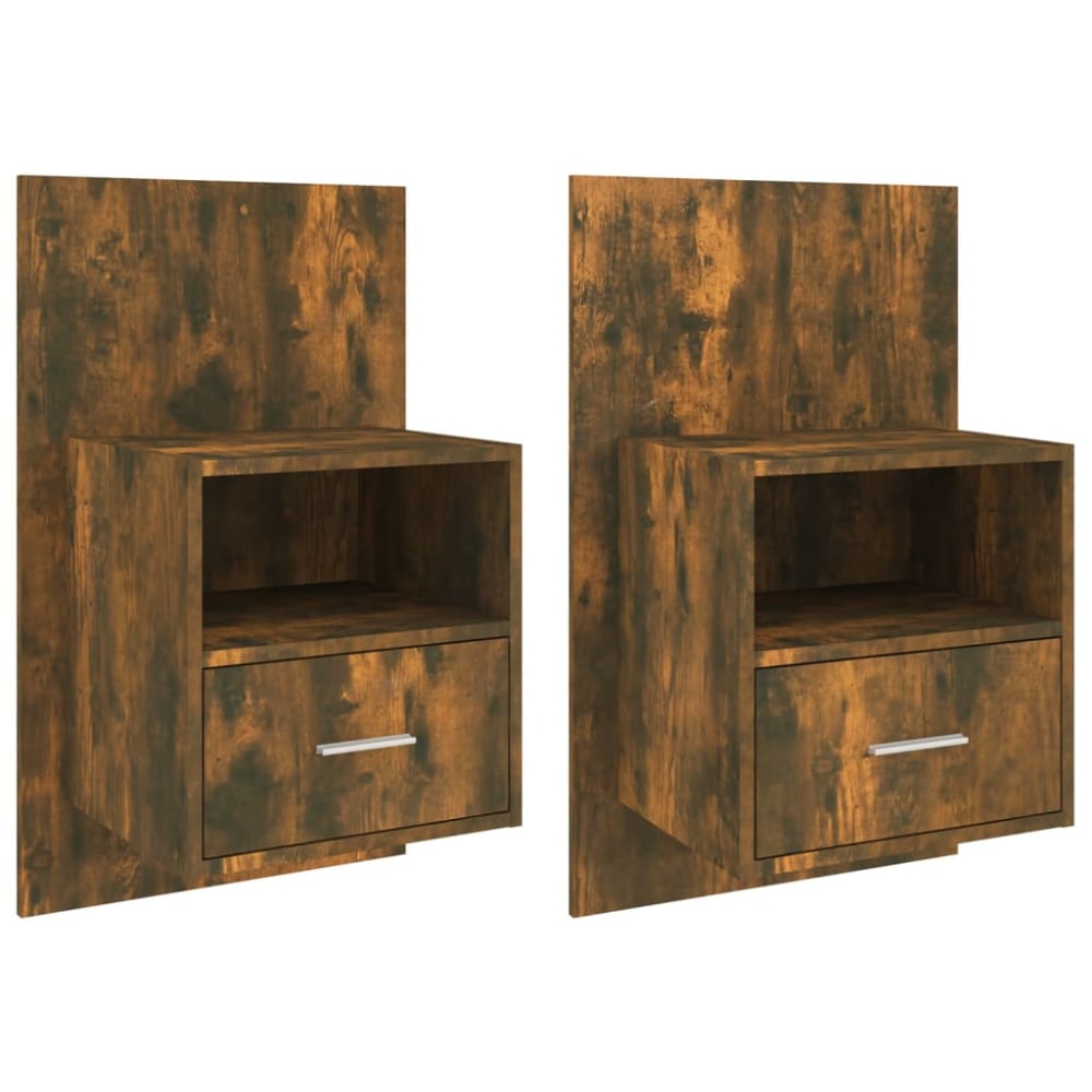 Lot de 2 tables de chevet en bois pacane marron 48,5 x 32,5 x 80 cm