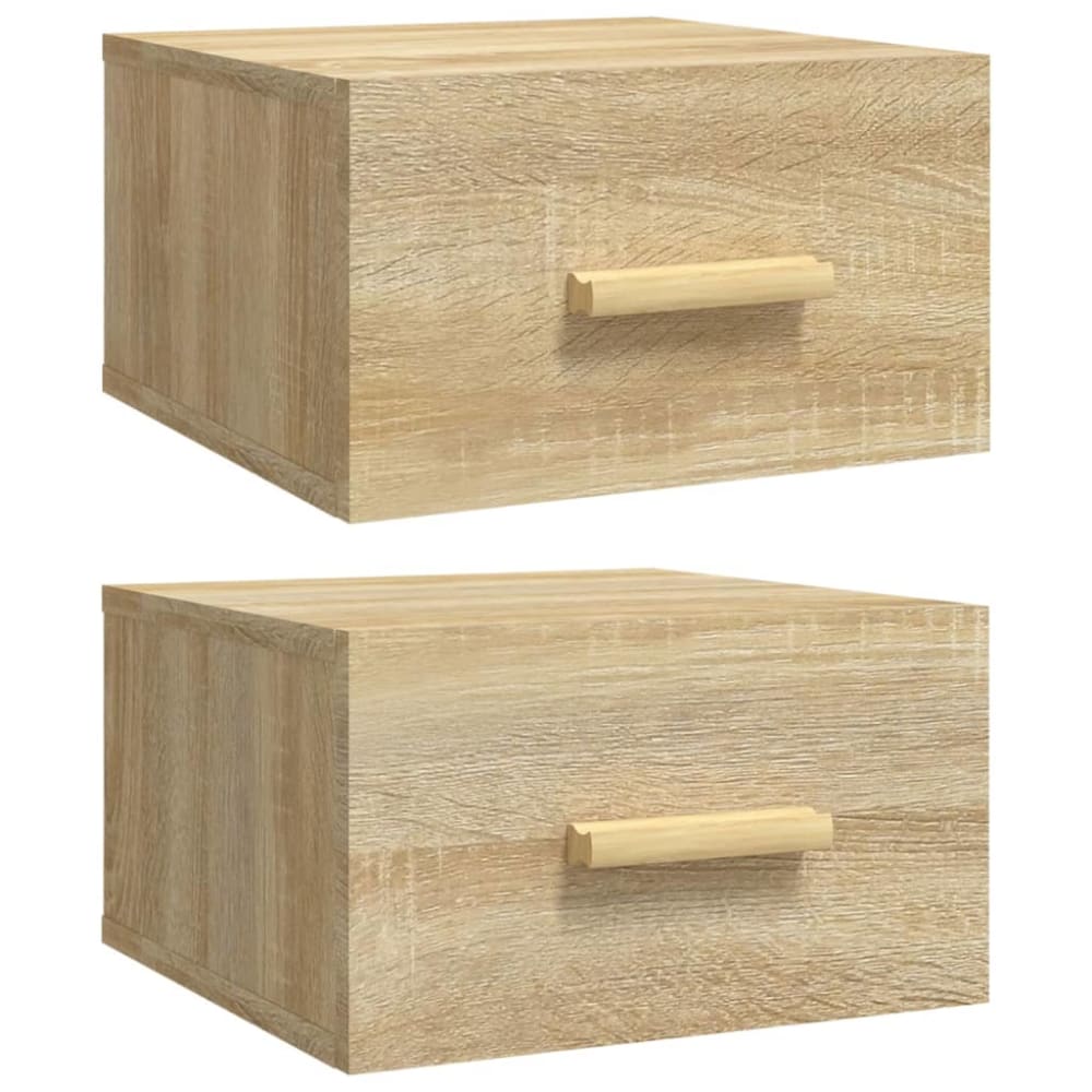 Lot de 2 tables de chevet en bois ocre marron 35 x 35 x 20 cm