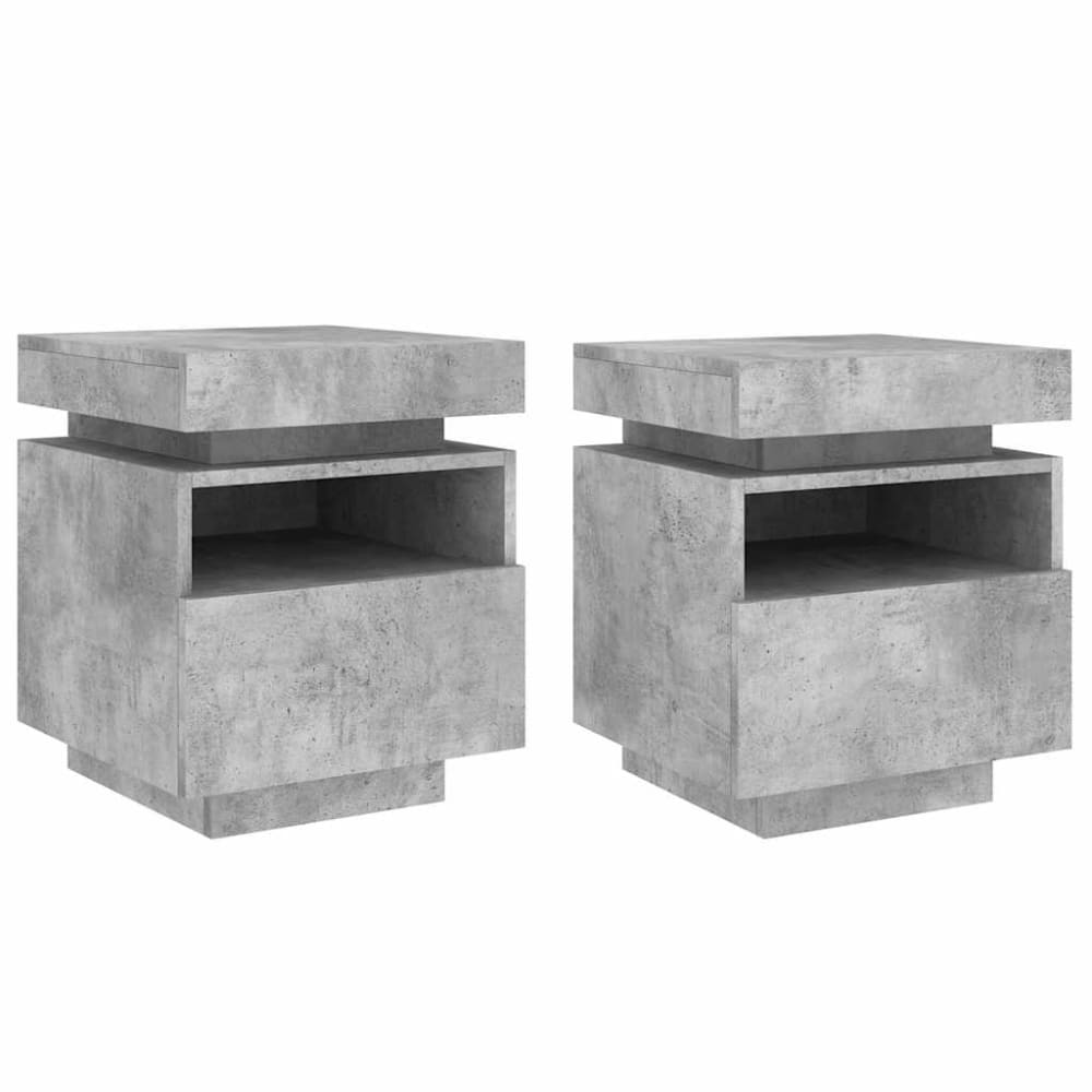 Lot de 2 tables de chevet en bois gris 40 x 39 x 48,5 cm
