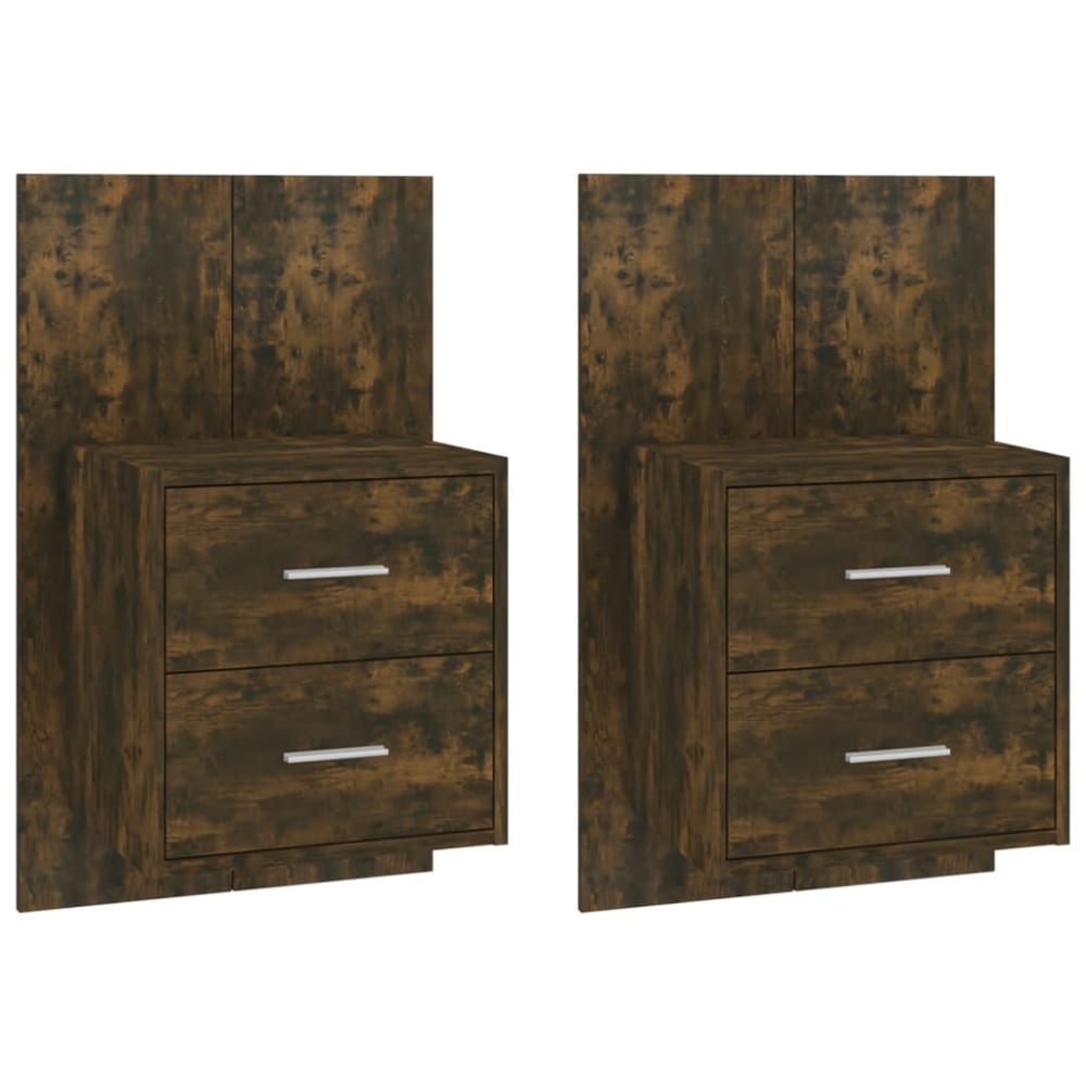 Lot de 2 tables de chevet en bois pacane marron 48,5 x 32,5 x 80 cm