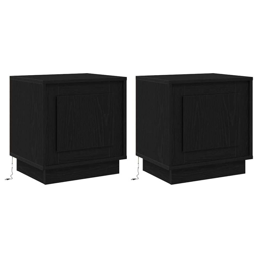 Lot de 2 tables de chevet en bois noir 44 x 34,5 x 45 cm