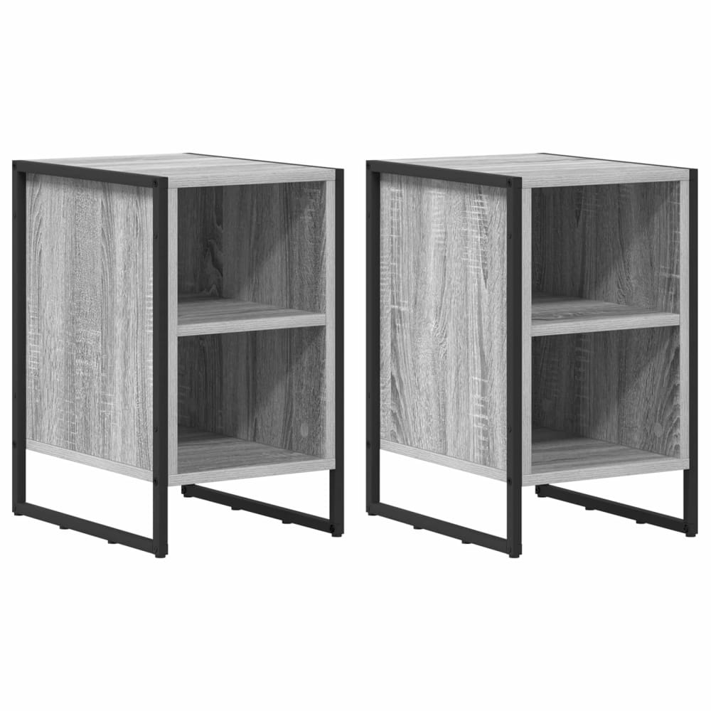 Lot de 2 tables de chevet en bois gris 39,5 x 30 x 50 cm