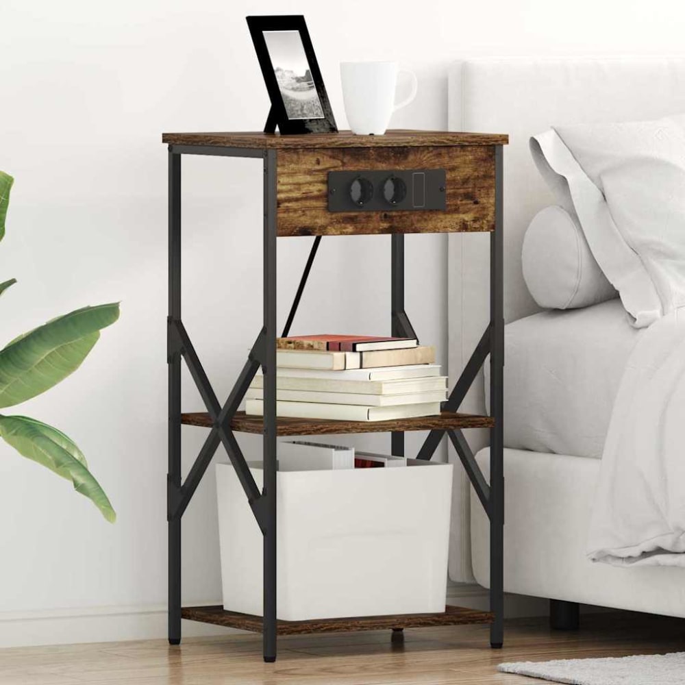 Tables de chevet bois transformé ambre marron  41 x 31 x 76 cm