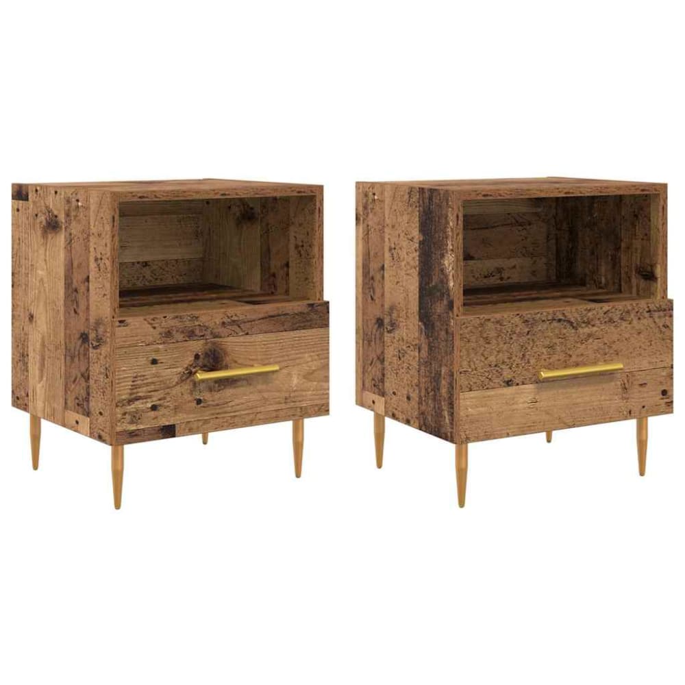 Lot de 2 tables de chevet en bois ambre marron 40 x 35 x 47,5 cm